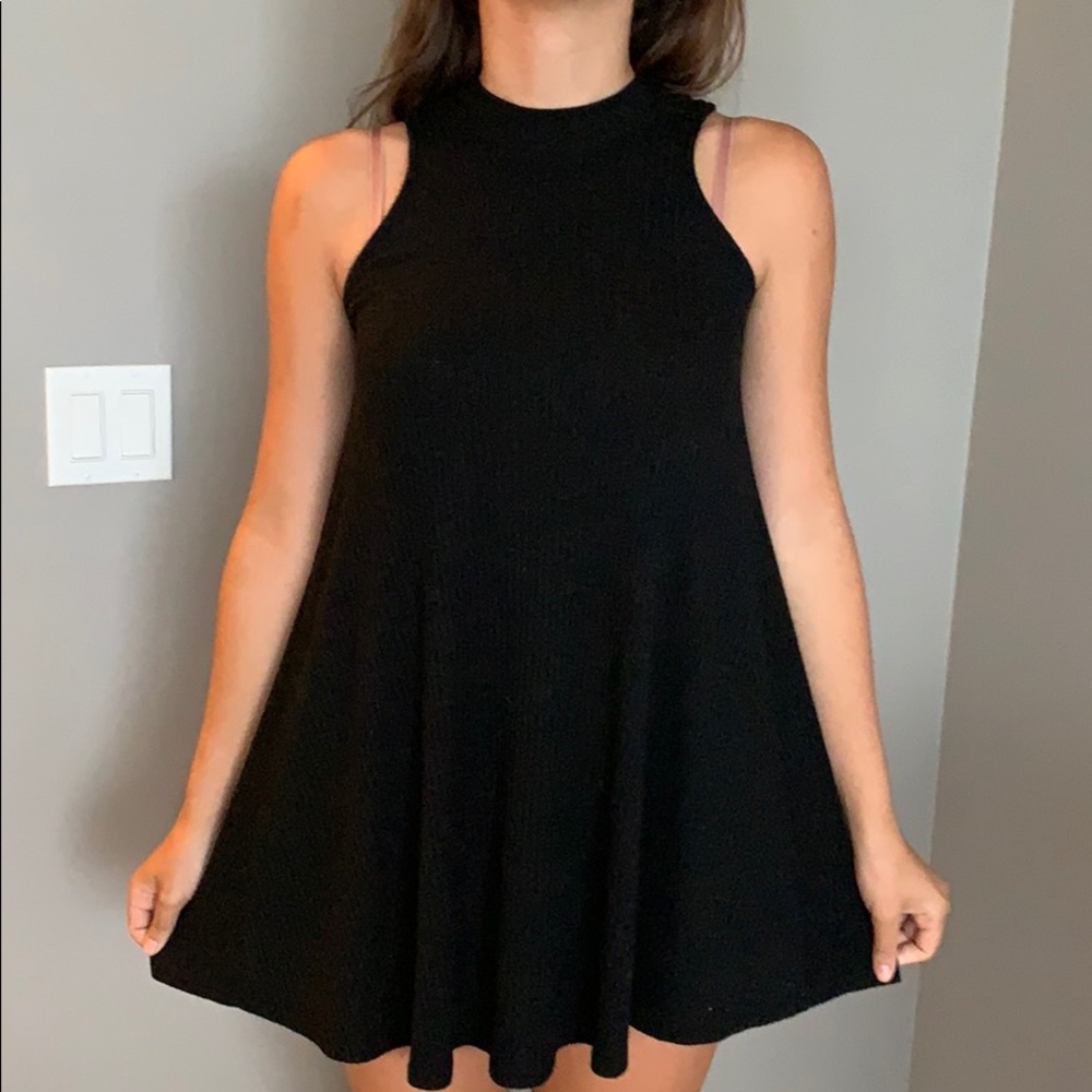 Ribbed mock neck swing dress